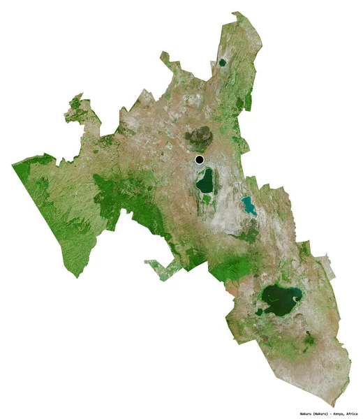 ケニアのナクル県の形で 首都は白い背景に隔離されています 衛星画像 3Dレンダリング — ストック写真