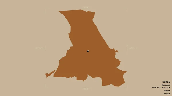 Район Нанди Округ Кения Изолирован Твёрдом Фоне Геометрической Ограничивающей Коробке — стоковое фото