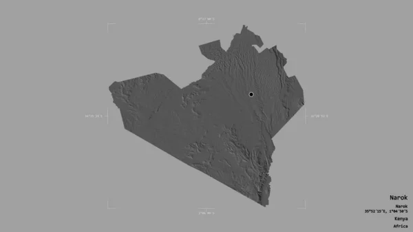 Area Narok County Kenya Isolated Solid Background Georeferenced Bounding Box — Stock Photo, Image