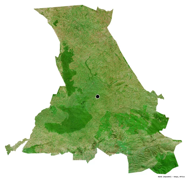 ケニアの郡ナンディの形で その首都は白い背景に孤立しています 衛星画像 3Dレンダリング — ストック写真