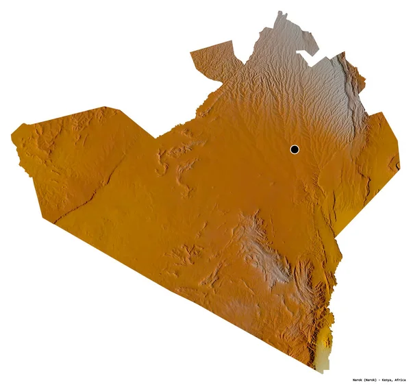Форма Нарока Графства Кения Столицей Изолированной Белом Фоне Топографическая Карта — стоковое фото