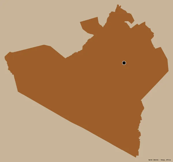肯尼亚那罗克县的形状 其首府被隔离在一个坚实的色彩背景上 图形纹理的组成 3D渲染 — 图库照片