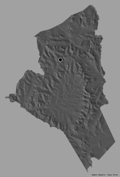 肯尼亚Nyamira县的形状 其首府以纯色背景隔离 Bilevel高程图 3D渲染 — 图库照片