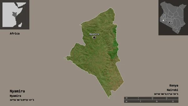 Shape Nyamira County Kenya Und Seine Hauptstadt Entfernungsskala Vorschau Und — Stockfoto