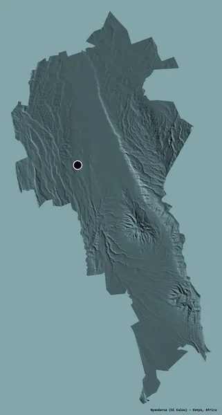 ケニアの郡であるニャンダルアの形で その首都はしっかりした色の背景に隔離されています 色の標高マップ 3Dレンダリング — ストック写真