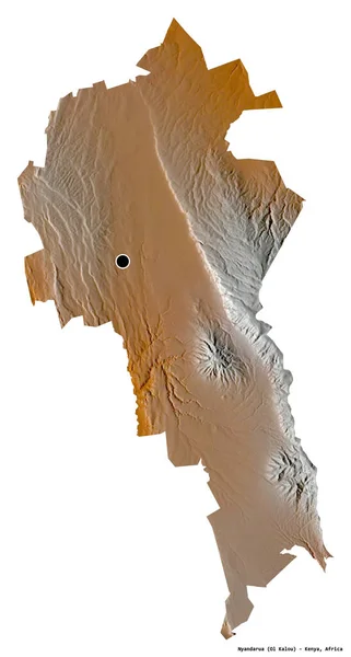 ケニアの郡ニャンダルアの形で その首都は白い背景に隔離されています 地形図 3Dレンダリング — ストック写真