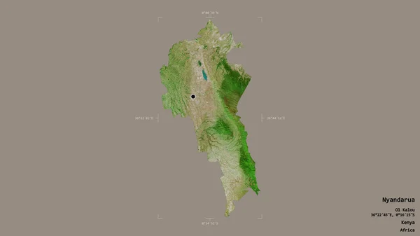 ケニアの郡ニャンダルア Nyandarua の地域は 洗練された境界の箱の中にしっかりとした背景に隔離されている ラベル 衛星画像 3Dレンダリング — ストック写真