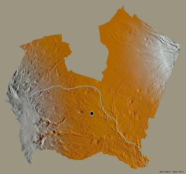 Forma Nyeri Condado Kenia Con Capital Aislada Sobre Fondo Color — Foto de Stock