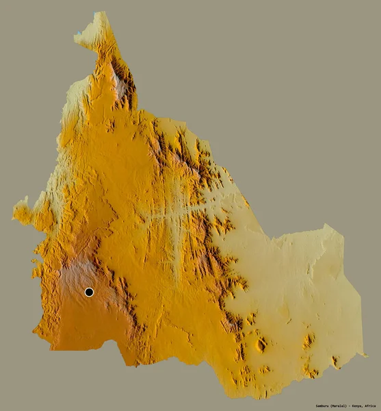 Форма Самбуру Графство Кенія Столицею Ізольованою Суцільному Кольоровому Тлі Карта — стокове фото