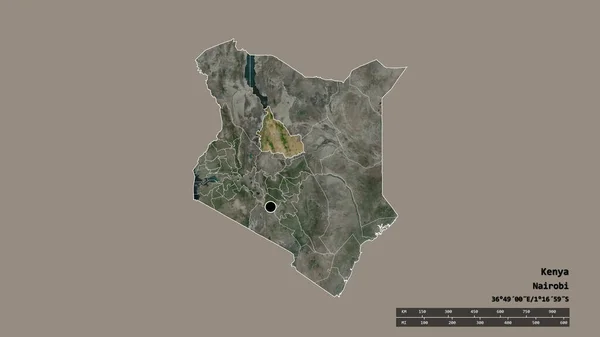 Zdesperowany Kształt Kenii Stolicą Głównym Oddziałem Regionalnym Oddzielonym Obszarem Samburu — Zdjęcie stockowe