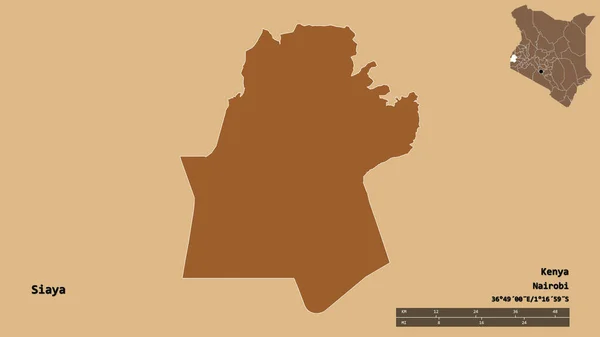 Forma Siaya Condado Kenia Con Capital Aislada Sobre Fondo Sólido — Foto de Stock
