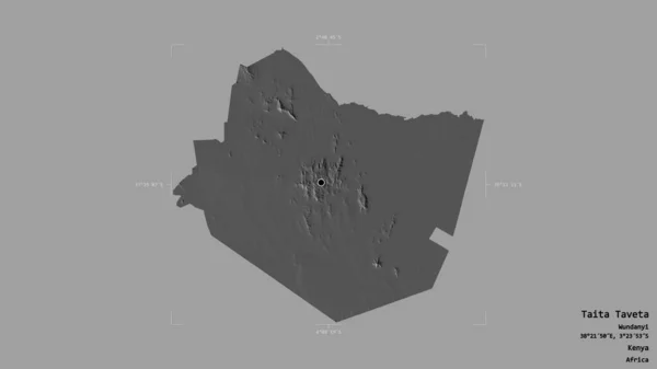 Oblast Taita Taveta Okres Keňa Izolované Pevném Pozadí Georeferencované Hraniční — Stock fotografie