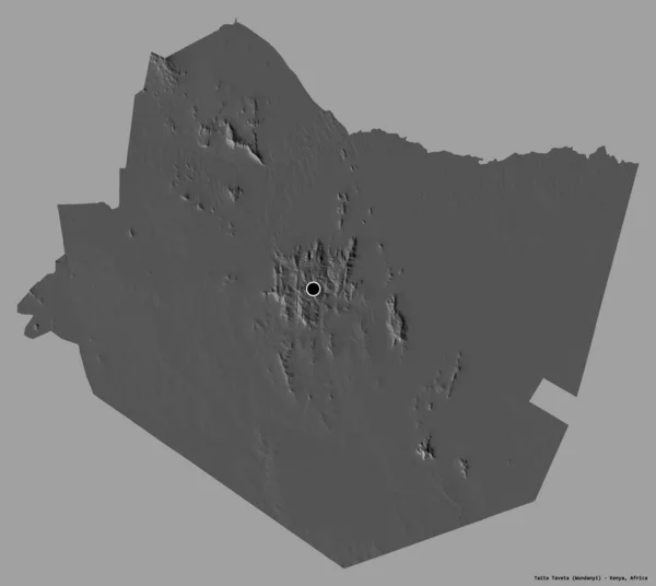 肯尼亚泰塔塔瓦埃塔的形状 其首都以纯色背景隔离 Bilevel高程图 3D渲染 — 图库照片