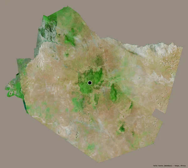 肯尼亚泰塔塔瓦埃塔的形状 其首都以纯色背景隔离 卫星图像 3D渲染 — 图库照片