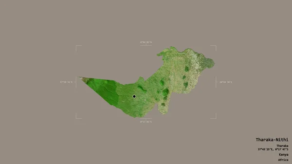 ケニアの郡タラカ ニティ Tharaka Nithi の地域は 洗練された境界線の箱の中にしっかりとした背景に隔離されている ラベル 衛星画像 3Dレンダリング — ストック写真
