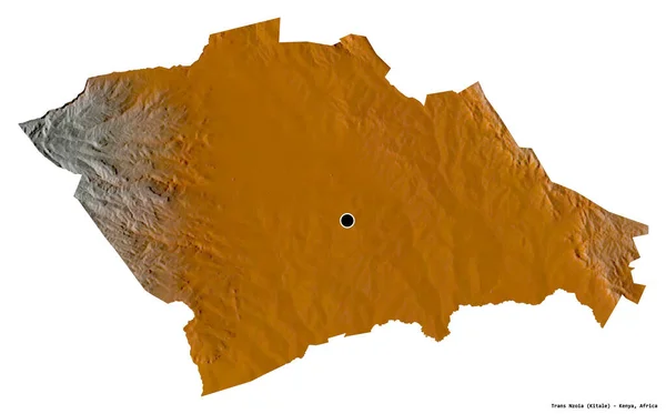 肯尼亚的Trans Nzoia形状 首都被白色背景隔离 地形浮雕图 3D渲染 — 图库照片
