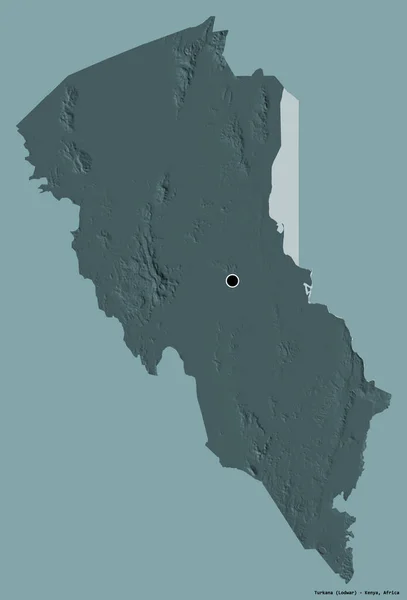 Forma Turkana Condado Quênia Com Sua Capital Isolada Fundo Cor — Fotografia de Stock