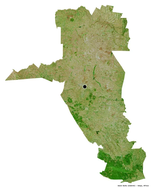 肯尼亚瓦辛谷地的形状 其首都被白色背景隔离 卫星图像 3D渲染 — 图库照片