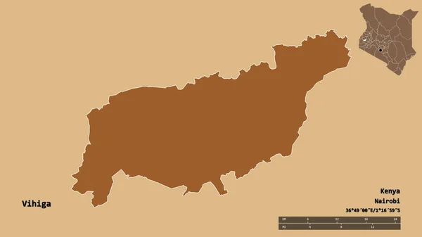 Forma Vihiga Județul Kenya Capitala Izolată Fundal Solid Scara Distanță — Fotografie, imagine de stoc