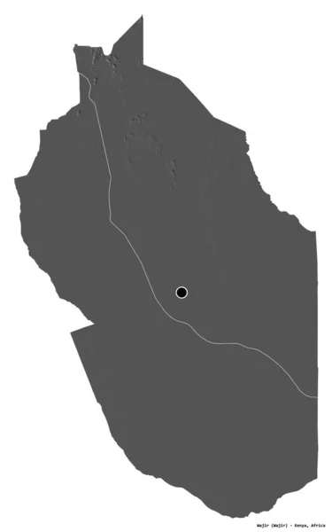 Forma Wajir Condado Kenia Con Capital Aislada Sobre Fondo Blanco —  Fotos de Stock