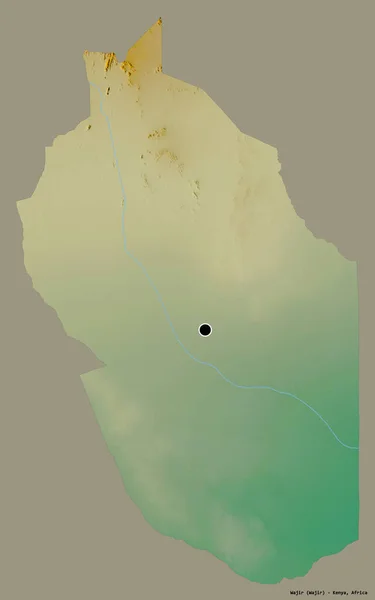 Form Wajir Amt Kenya Med Sin Hovedstad Isoleret Solid Farve - Stock-foto