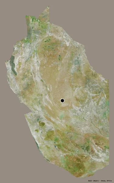 Alakja Wajir Kenya Megye Főváros Elszigetelt Szilárd Színű Háttér Műholdas — Stock Fotó