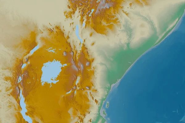 Rozšířená Oblast Keni Topografická Reliéfní Mapa Vykreslování — Stock fotografie