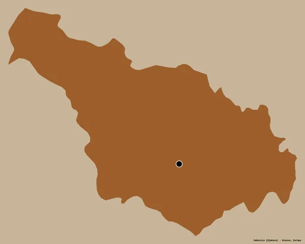 コソボ地方のアコビカの形で その首都はしっかりとした色の背景に隔離されています パターン化されたテクスチャの構成 3Dレンダリング — ストック写真