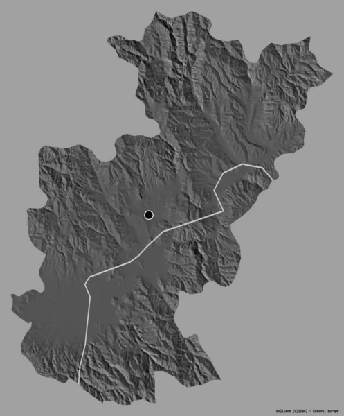 Gestalt Von Gnjilane Bezirk Des Kosovo Mit Seiner Hauptstadt Isoliert — Stockfoto