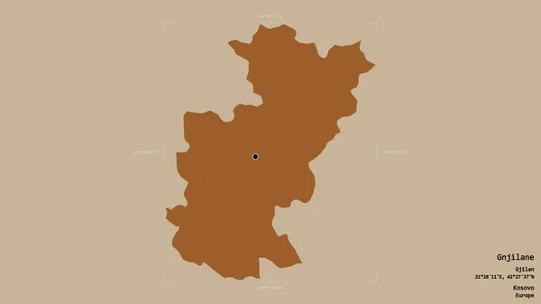 Gebiet Gnjilane Bezirk Von Kosovo Isoliert Auf Einem Soliden Hintergrund — Stockfoto