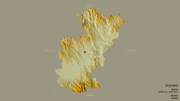 Area Gnjilane Distretto Del Kosovo Isolata Uno Sfondo Solido Una — Foto Stock