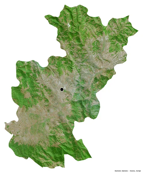 Vorm Van Gnjilane District Kosovo Met Hoofdstad Geïsoleerd Witte Achtergrond — Stockfoto