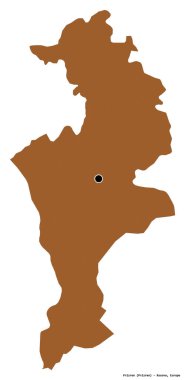 Kosova 'nın Prizren semti, başkenti beyaz arka planda izole edilmiş durumda. Desenli dokuların bileşimi. 3B görüntüleme