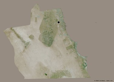 Kuveyt 'in başkenti Al Ahmadi' nin katı renk arkaplanı ile izole edilmiş hali. Uydu görüntüleri. 3B görüntüleme