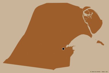 Kuveyt 'in başkenti Al Jahrah' ın katı renk arkaplanı ile izole edilmiş hali. Desenli dokuların bileşimi. 3B görüntüleme