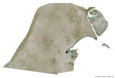 Kuveyt 'in başkenti Al Jahrah' ın beyaz arka planda izole edilmiş hali. Uydu görüntüleri. 3B görüntüleme