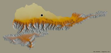 Kırgızistan 'ın Chuy eyaleti, başkenti katı renk arkaplanı ile izole edilmiştir. Topografik yardım haritası. 3B görüntüleme
