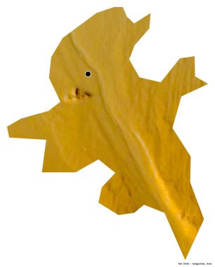 Kırgızistan 'ın başkenti Osh' un beyaz arka planda izole edilmiş hali. Topografik yardım haritası. 3B görüntüleme