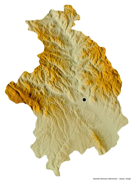 Forma Kosovska Mitrovica Distrito Kosovo Com Sua Capital Isolada Fundo — Fotografia de Stock