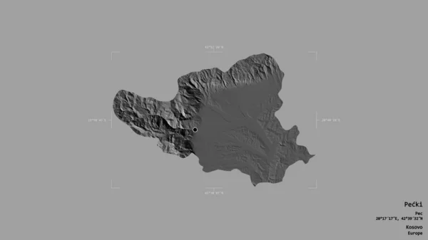 Zona Pecki Distrito Kosovo Aislada Sobre Fondo Sólido Una Caja — Foto de Stock
