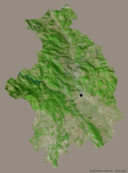 Forma Kosovska Mitrovica Distrito Kosovo Com Sua Capital Isolada Fundo — Fotografia de Stock