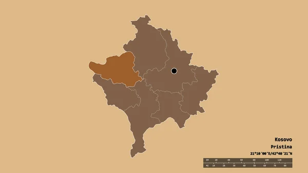 Desaturatie Van Kosovo Met Zijn Hoofdstad Belangrijkste Regionale Divisie Het — Stockfoto