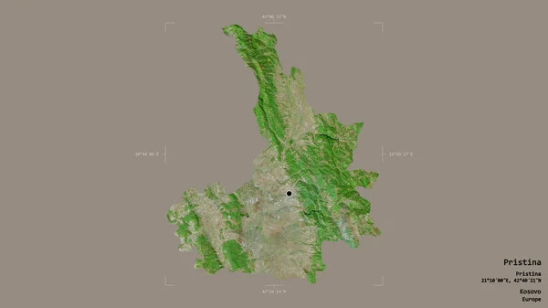 科索沃地区普里什蒂纳的一个地区 在一个地理参照框的坚实背景下被隔离 卫星图像 3D渲染 — 图库照片