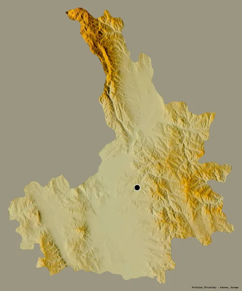 Alakja Pristina Kerület Koszovó Főváros Elszigetelt Szilárd Színes Háttér Topográfiai — Stock Fotó