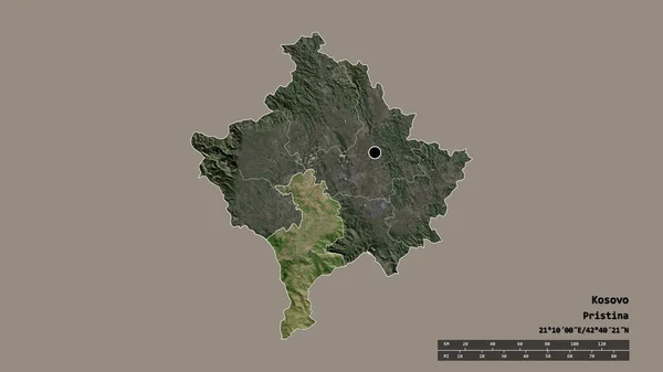 Forma Dessaturada Kosovo Com Sua Capital Principal Divisão Regional Área — Fotografia de Stock