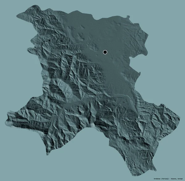 코소보의 우로세냐 수도가 색상의 배경에 고립되어 지형도 렌더링 — 스톡 사진