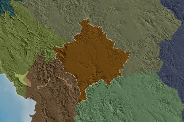 Rozšířená Oblast Vymezeného Kosova Barevná Mapa Vykreslování — Stock fotografie