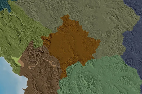 Kosova Nın Genişletilmiş Bölgesi Renkli Yükseklik Haritası Görüntüleme — Stok fotoğraf