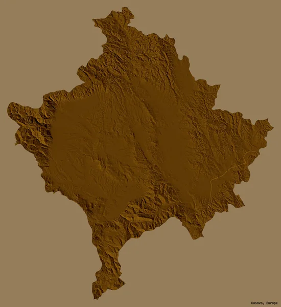 Forme Kosovo Avec Capitale Isolée Sur Fond Couleur Unie Carte — Photo