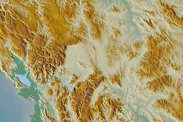 Área Extendida Kosovo Mapa Topográfico Relieve Renderizado —  Fotos de Stock